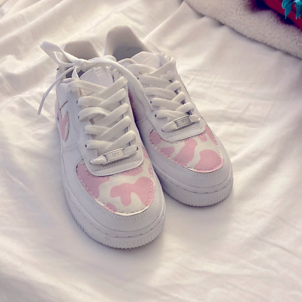 Nike Air Force One in strawberry milk print